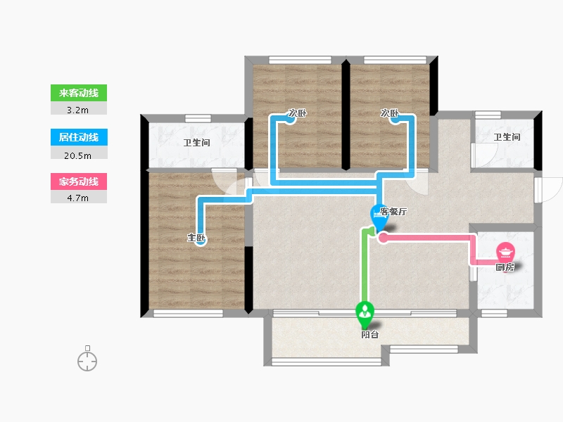 四川省-绵阳市-碧桂园时代之光-84.00-户型库-动静线