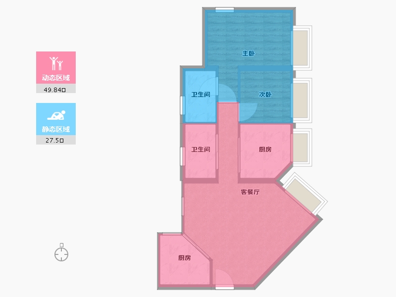 香港特别行政区-元朗区-朗晴居-70.00-户型库-动静分区