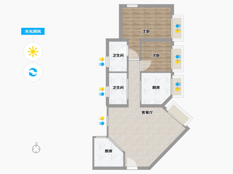 香港特别行政区-元朗区-朗晴居-70.00-户型库-采光通风