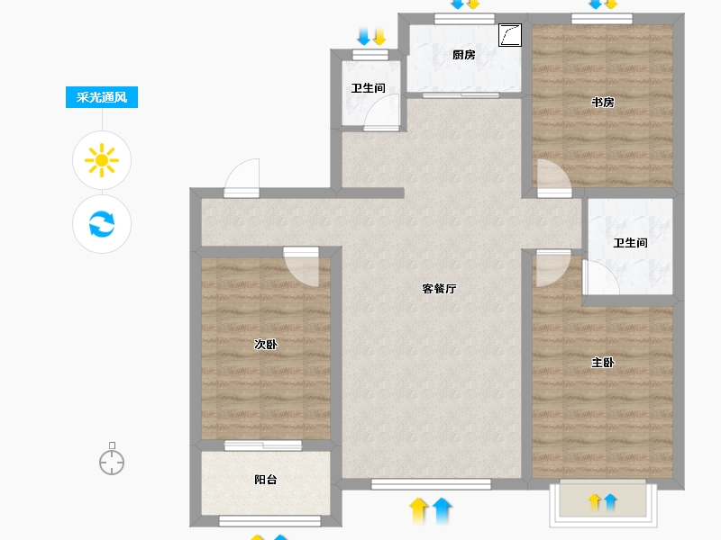 河北省-沧州市-学府铭苑-121.00-户型库-采光通风