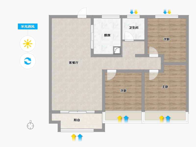 山东省-滨州市-花开文苑-91.30-户型库-采光通风