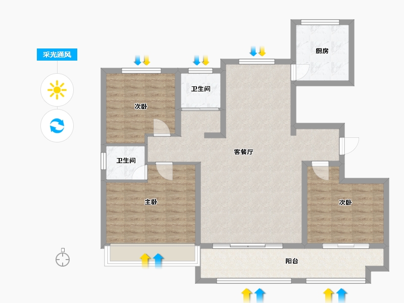 山东省-滨州市-花开文苑-103.00-户型库-采光通风