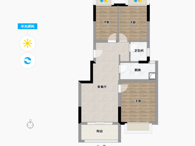 湖南省-长沙市-保利香槟国际-73.00-户型库-采光通风