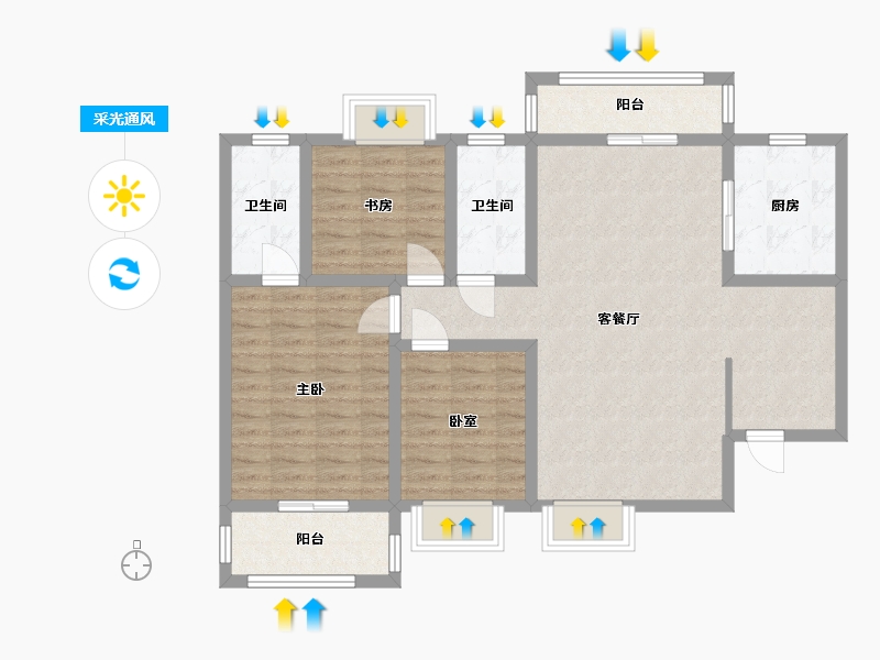 陕西省-渭南市-西丰文苑-110.00-户型库-采光通风