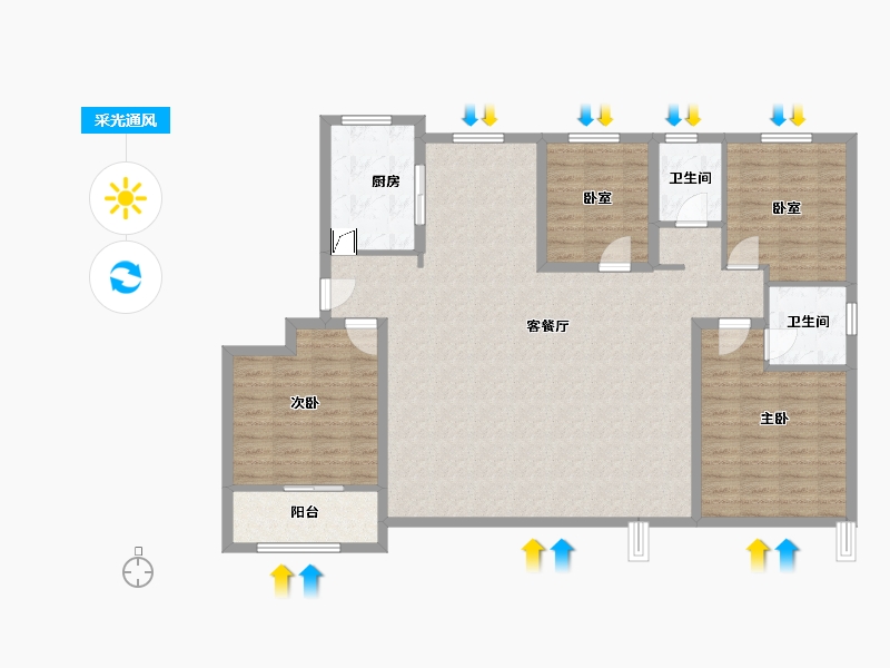 山东省-东营市-金湖学府-128.00-户型库-采光通风