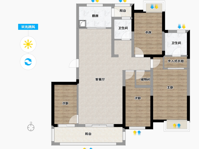 湖北省-武汉市-长江广电光谷家-110.34-户型库-采光通风