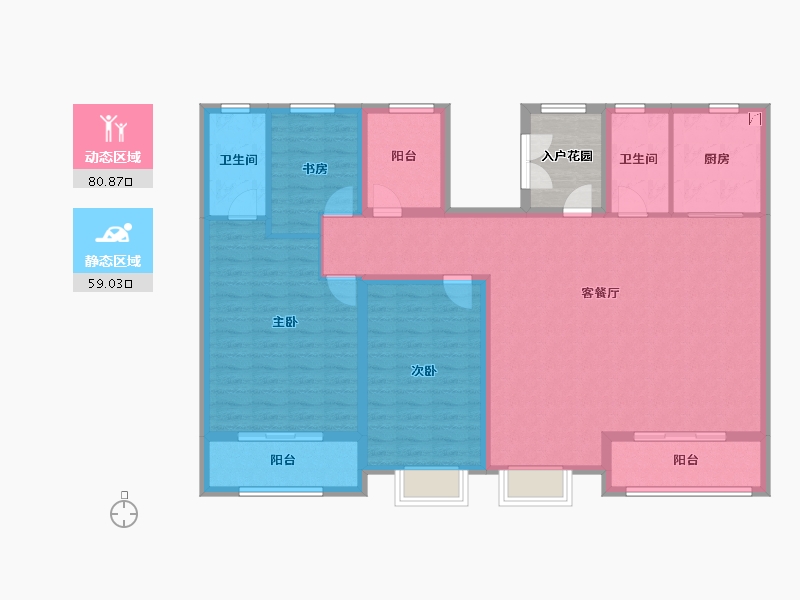 山东省-青岛市-中铁建青岛WELL健康城-132.01-户型库-动静分区