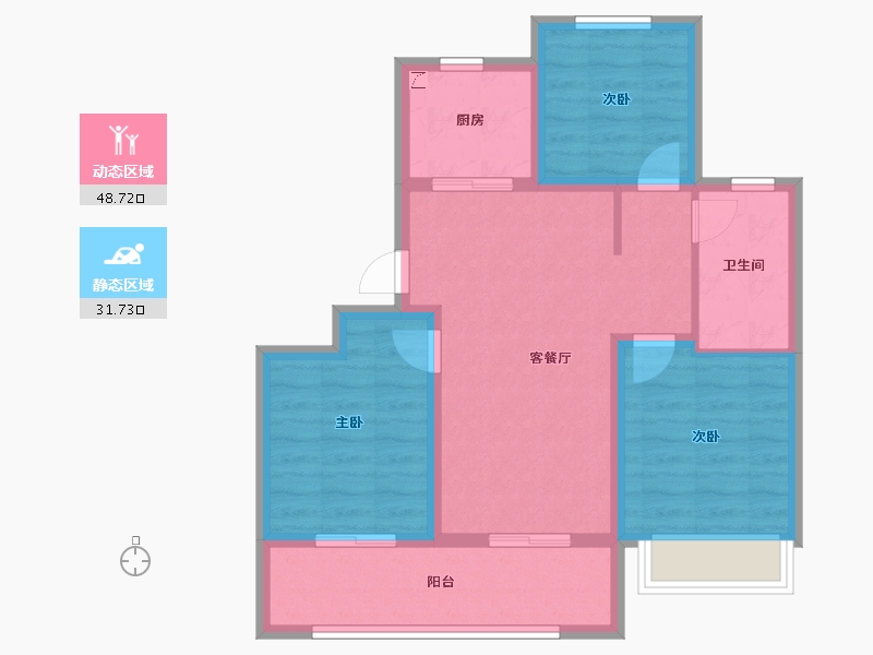 山东省-青岛市-中铁建青岛WELL健康城-71.21-户型库-动静分区