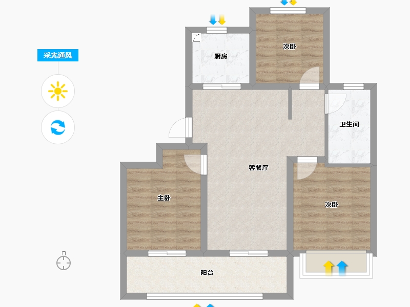 山东省-青岛市-中铁建青岛WELL健康城-71.21-户型库-采光通风