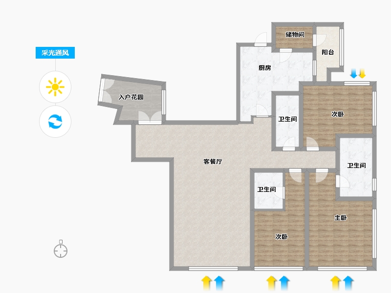 湖北省-武汉市-恒隆府-157.01-户型库-采光通风