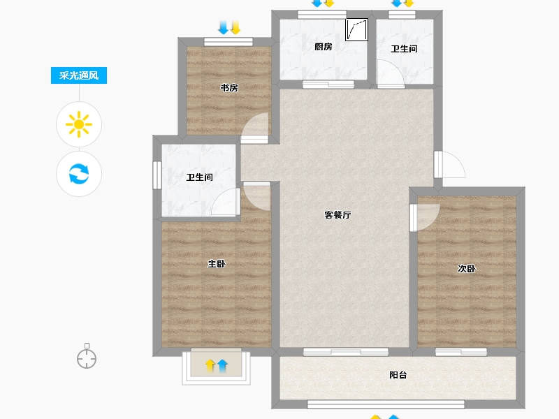 山东省-青岛市-山钢泓明府-84.81-户型库-采光通风