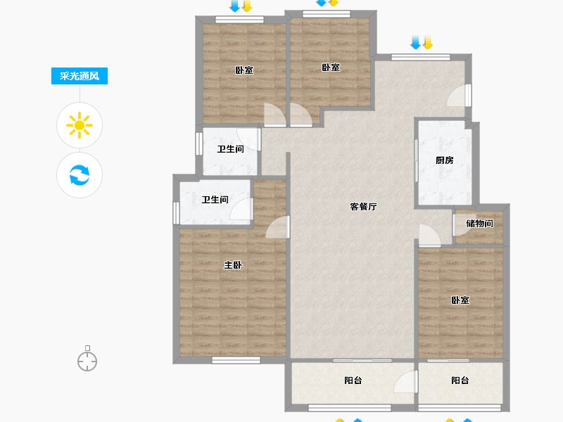 浙江省-温州市-万象公馆-120.00-户型库-采光通风