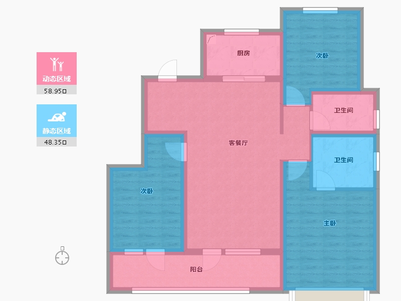 山东省-青岛市-中铁建青岛WELL健康城-95.20-户型库-动静分区