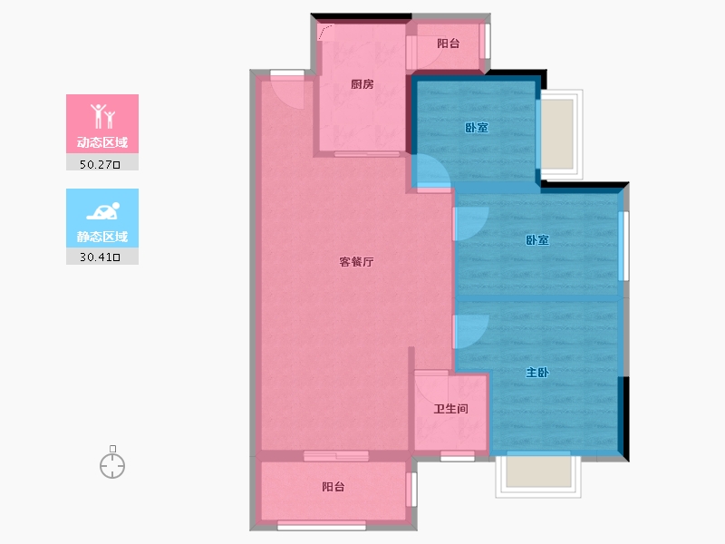 广东省-东莞市-碧海云天海岸城-72.35-户型库-动静分区