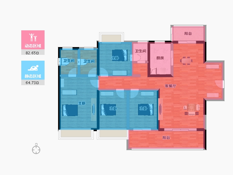 湖南省-长沙市-金色溪泉湾-130.99-户型库-动静分区