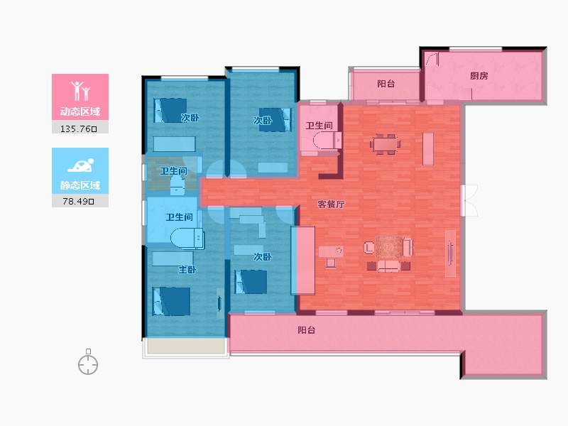 湖南省-长沙市-金色溪泉湾-192.99-户型库-动静分区