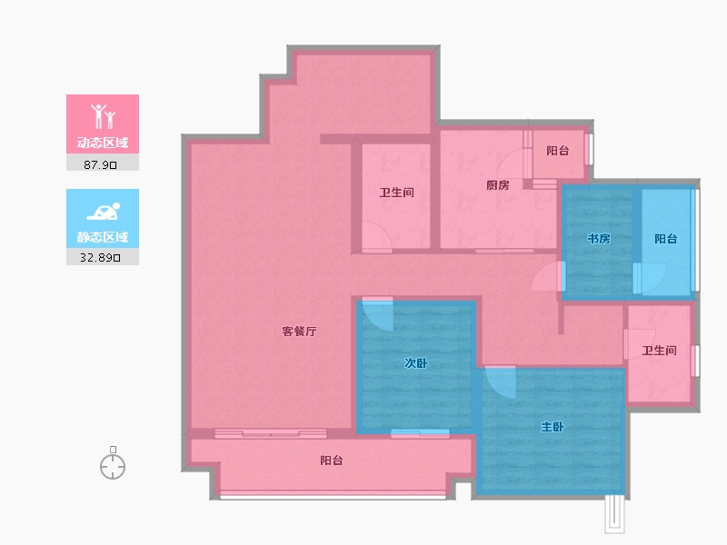 重庆-重庆市-东原旭辉江山樾1期-110.00-户型库-动静分区