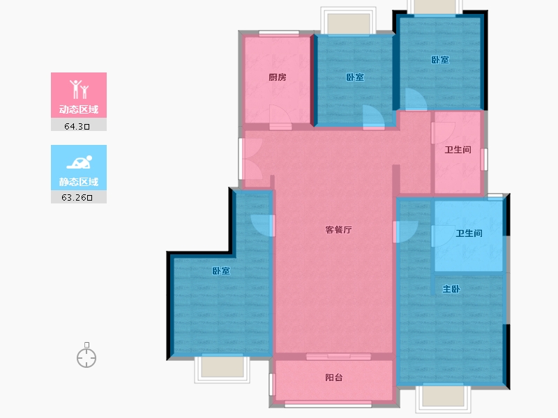 上海-上海市-天安豪园二期-113.97-户型库-动静分区