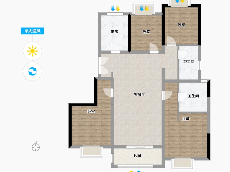 上海-上海市-天安豪园二期-113.97-户型库-采光通风