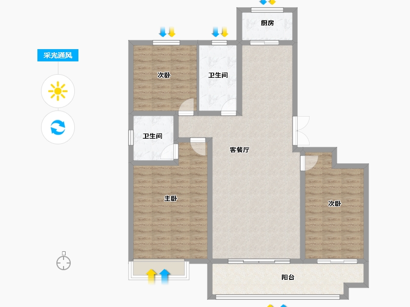 山东省-临沂市-新城府邸-120.00-户型库-采光通风