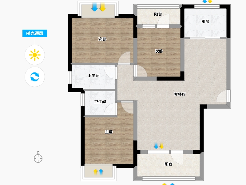 湖北省-武汉市-长江广电光谷家-83.47-户型库-采光通风