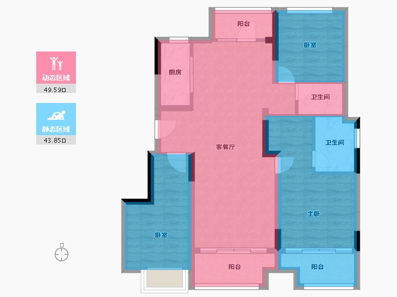 重庆-重庆市-中骏弘阳樾景台-83.04-户型库-动静分区