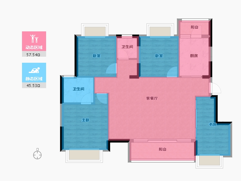 重庆-重庆市-中骏弘阳樾景台-93.61-户型库-动静分区