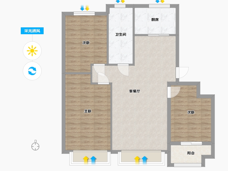 山东省-潍坊市-益新街祥瑞苑-90.00-户型库-采光通风