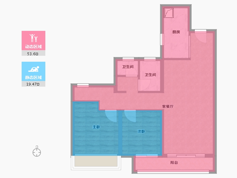 陕西省-咸阳市-龙湖上城-64.35-户型库-动静分区