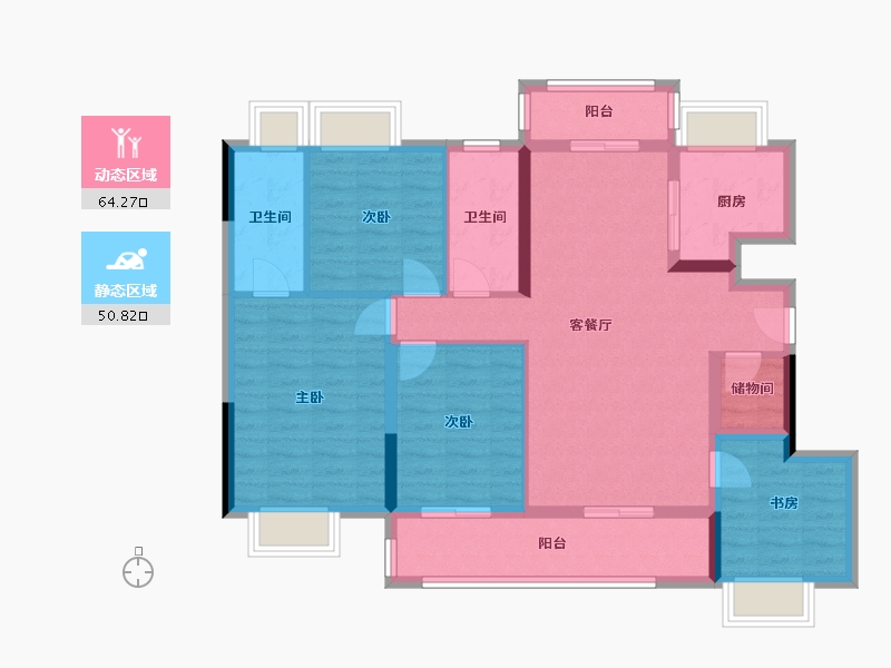 广东省-东莞市-华侨城云瑞府-102.65-户型库-动静分区