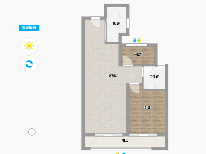 陕西省-咸阳市-龙湖上城-58.52-户型库-采光通风