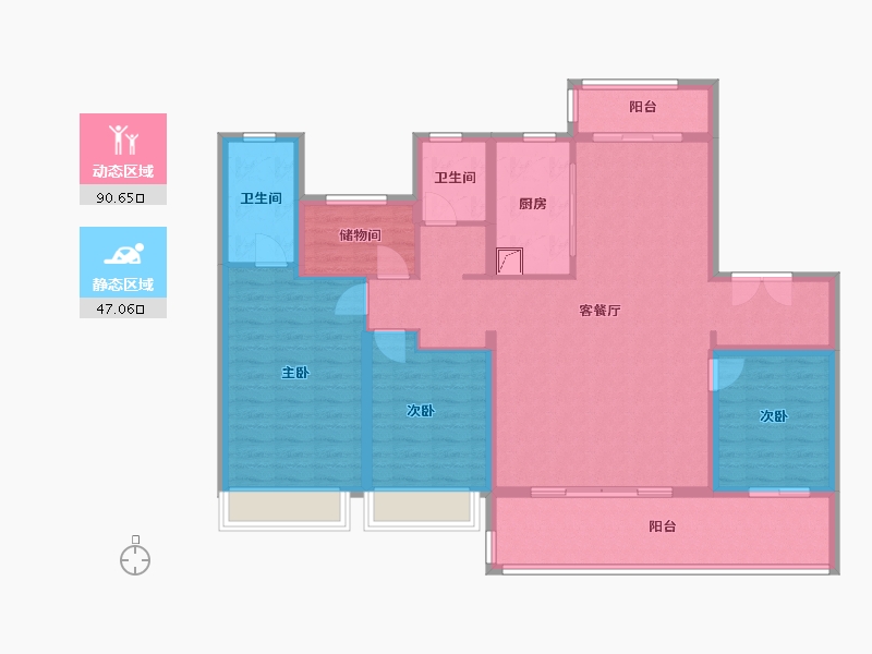 陕西省-咸阳市-龙湖上城-123.91-户型库-动静分区