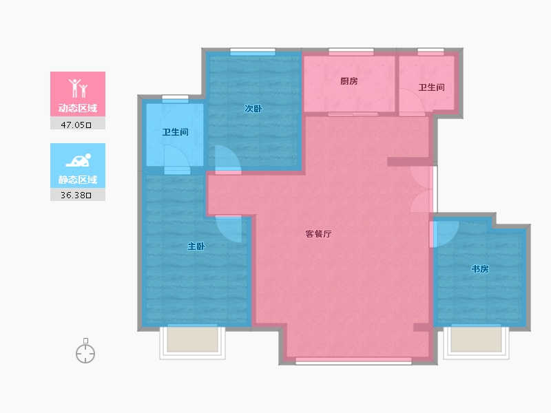 天津-天津市-中建玖棠府-74.83-户型库-动静分区