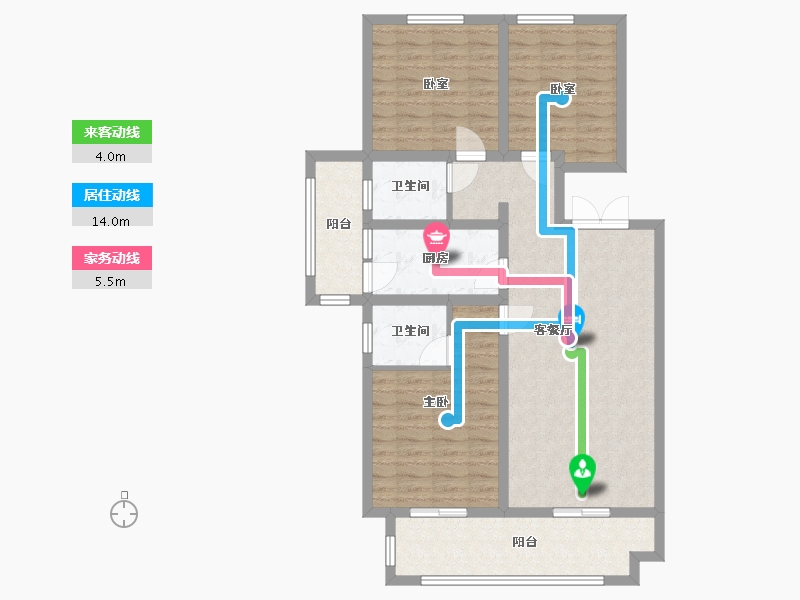 陕西省-宝鸡市-天玺东郡城市展厅-107.00-户型库-动静线