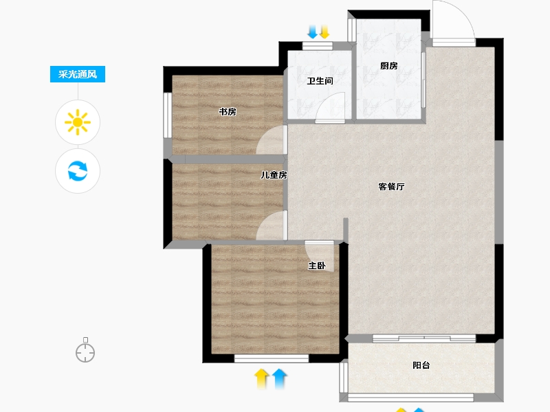 湖南省-长沙市-中建嘉和城凤凰台-80.80-户型库-采光通风