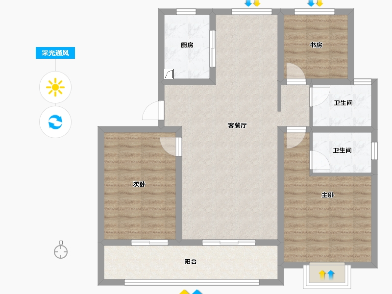 山东省-青岛市-山钢泓明府-93.61-户型库-采光通风