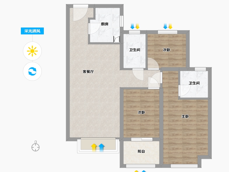 福建省-泉州市-中骏·丽景府-77.00-户型库-采光通风