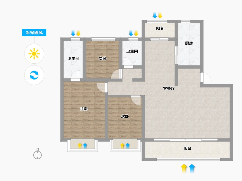 山东省-青岛市-山钢泓明府-109.61-户型库-采光通风