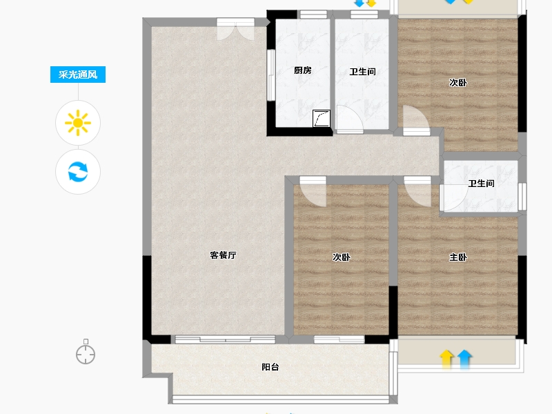 江苏省-淮安市-荷玥名都-104.00-户型库-采光通风