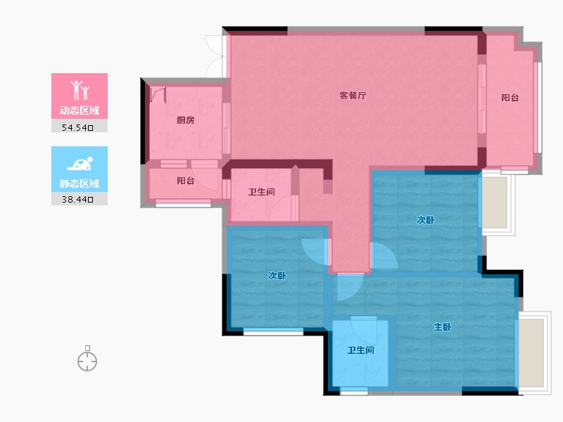 四川省-成都市-泰美蓝山-86.13-户型库-动静分区