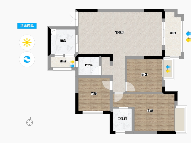 四川省-成都市-泰美蓝山-86.13-户型库-采光通风