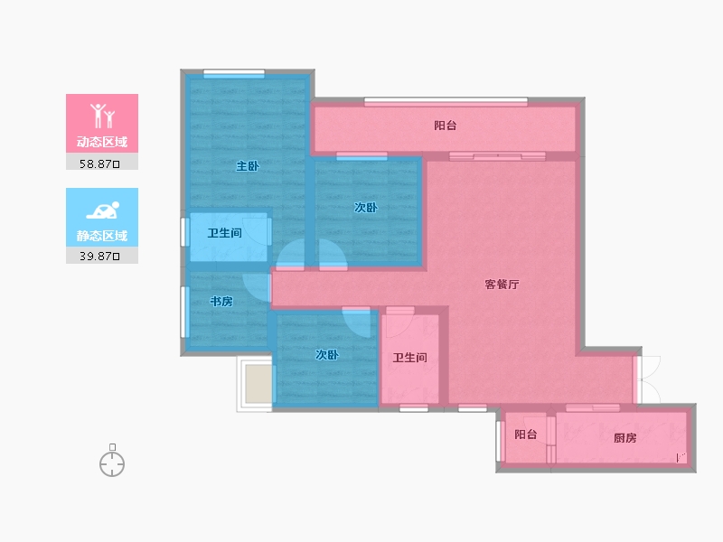 重庆-重庆市-中国铁建登科府-86.40-户型库-动静分区