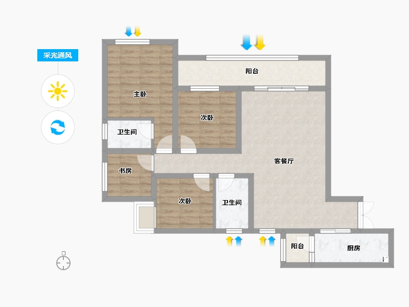 重庆-重庆市-中国铁建登科府-86.40-户型库-采光通风