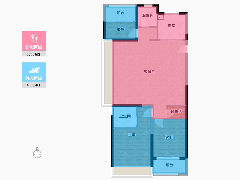 浙江省-温州市-凯迪新城博科园-93.60-户型库-动静分区