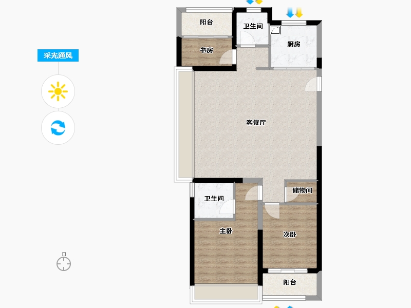 浙江省-温州市-凯迪新城博科园-93.60-户型库-采光通风