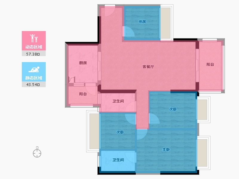 广东省-肇庆市-江景湾-95.32-户型库-动静分区