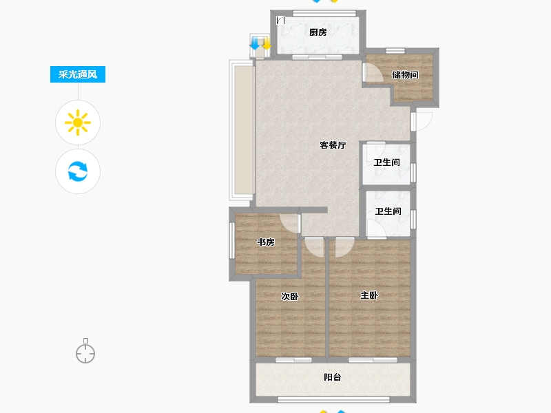 浙江省-金华市-野风广场-92.81-户型库-采光通风