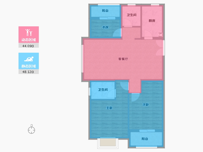 浙江省-金华市-弘地星晨名轩-82.40-户型库-动静分区