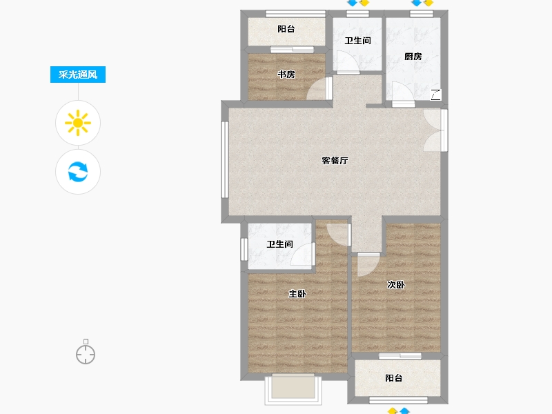 浙江省-金华市-弘地星晨名轩-82.40-户型库-采光通风