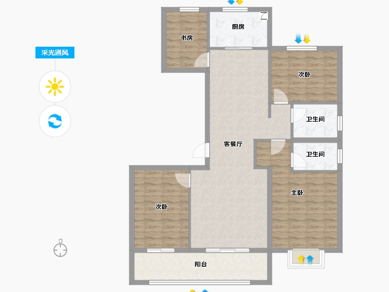 浙江省-金华市-海伦堡溪悦云庭-109.60-户型库-采光通风